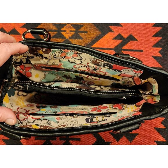 NEW Montana West Sugar Skull Studded PU Leather Handbag Black Multicolor - Picture 5 of 16